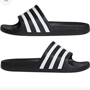 adidas Black and White Slide Sandals